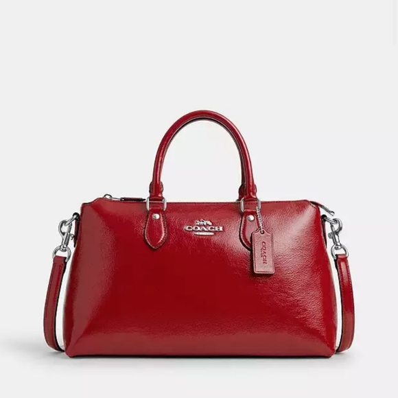 New! New Arrival 2024! Georgia Satchel Bag in Silver/Red ♥️ - Picture 5 of 7